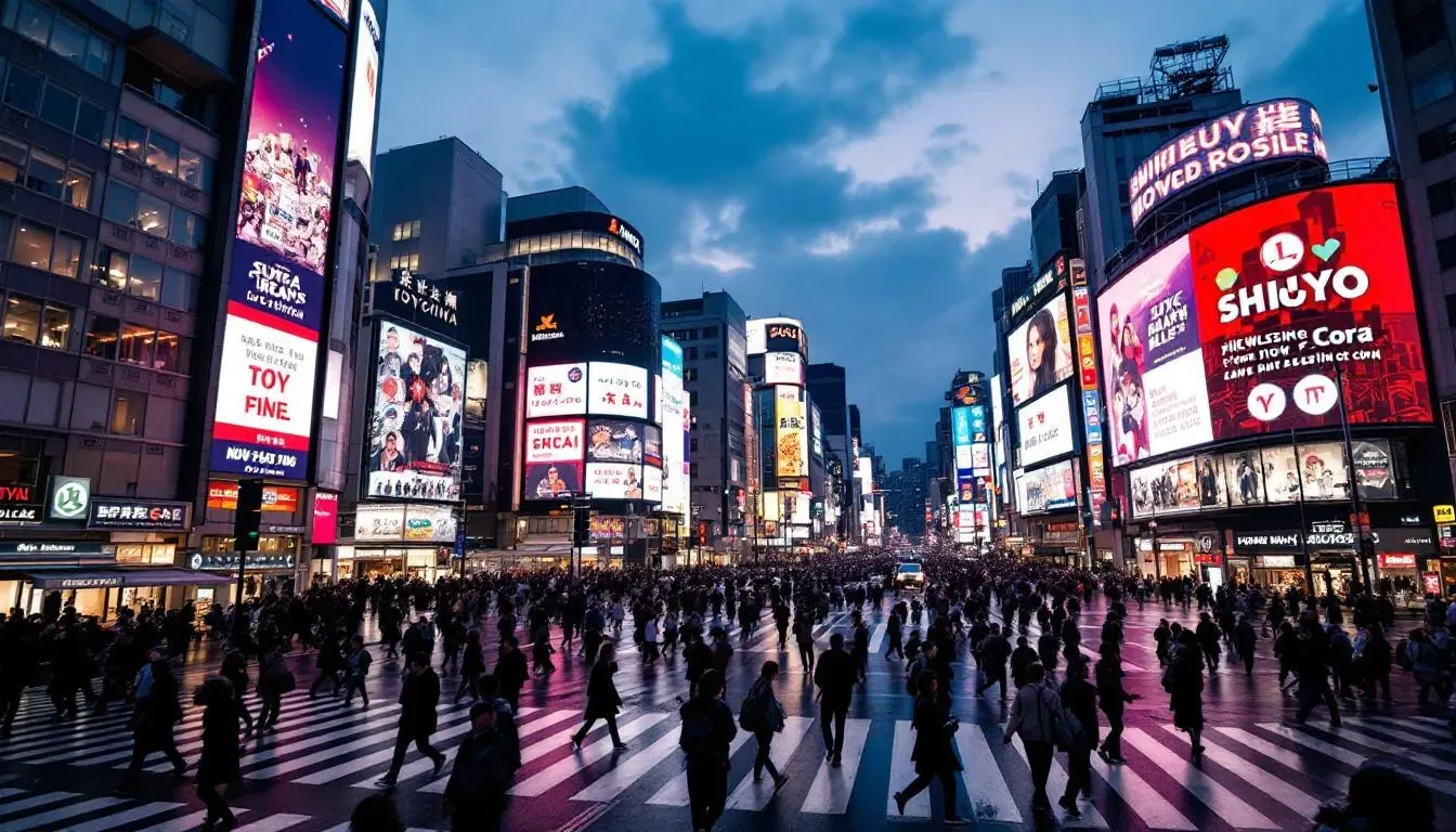 Filming in Tokyo at Shibuya Crossing